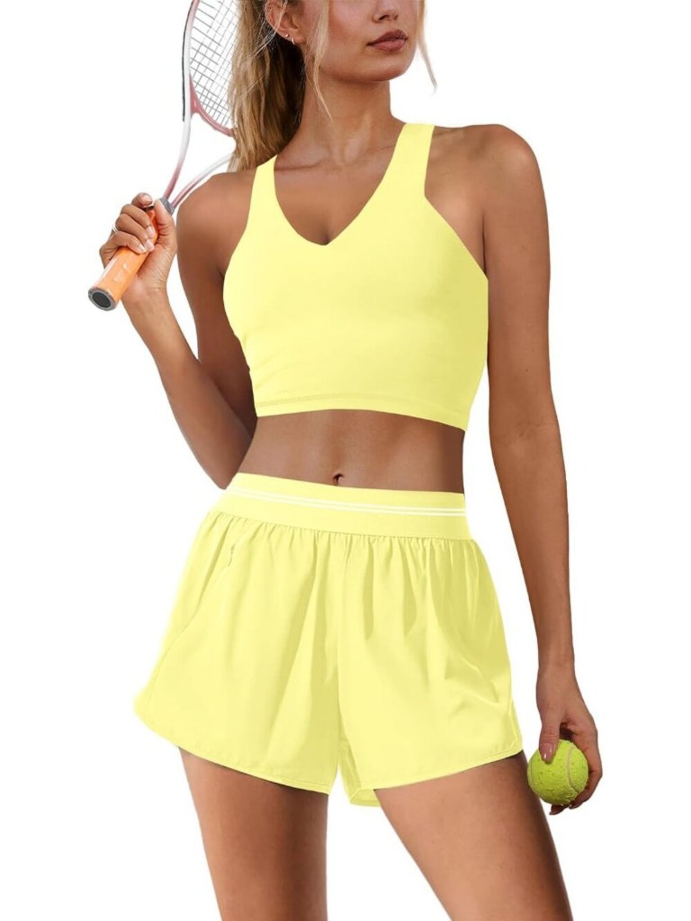 Women's 2-Piece Workout Set | Athletic Gym Outfit | Cropped Tank & Shorts